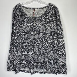 Element Black Muse Tribal Long Sleeve Blouse Shirt Size Medium